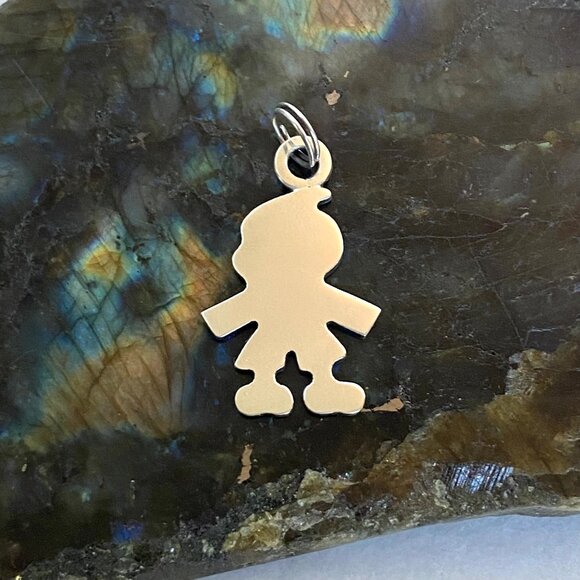 VTG Solid Sterling Silver 925 Boy Male Child Silhouette Pendant Charm - Picture 6 of 11